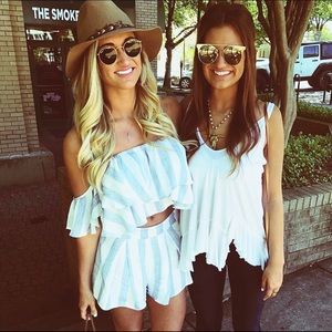 Blue & White Striped Two Piece Set